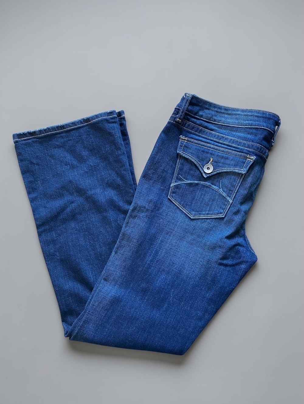 2000 Low Mid Rise Womens Jeans Size 32 Bootcut Blue Denim Retro Streetwear - Picture 4 of 5